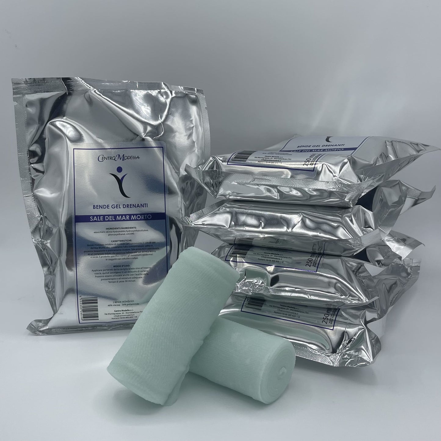 5 BENDAGGI DRENANTE con SALE DEL MAR MORTO + 5 teli di cartene